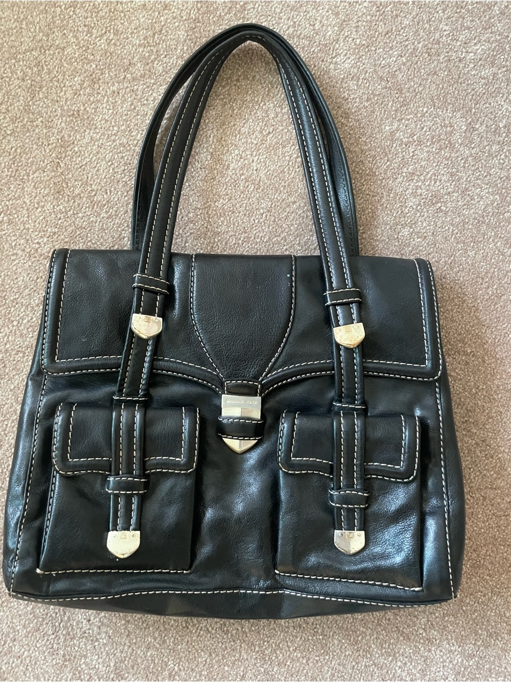 Vintage Michael kors Black Leather Top-Handle Women’s Bag.